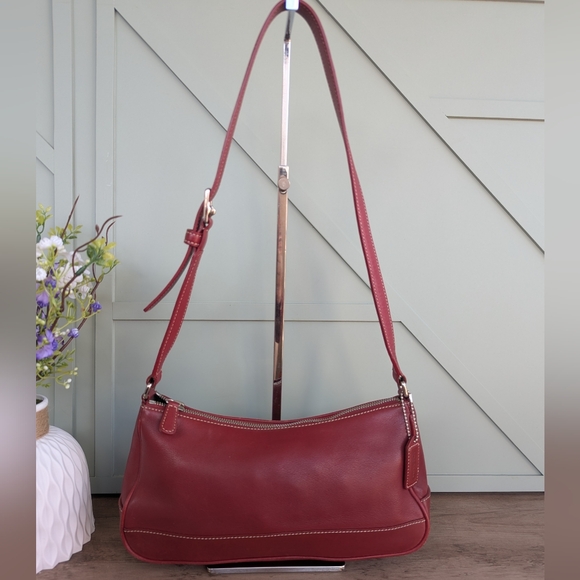 Coach Vintage Cherry Red Demi Hampton Shoulder Bag (Style #7587),